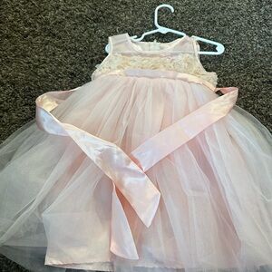 Pink Toddler Dress with Floral Bodice